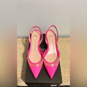 J.Crew: “Sophie” neon/fluorescent pink kitten heel sling backs, super cute!